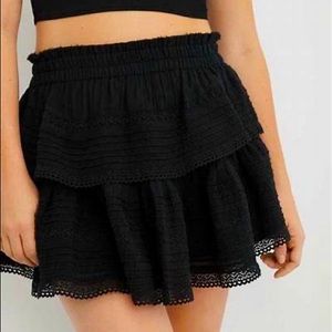 aerie Black Tiered Mini Skirt